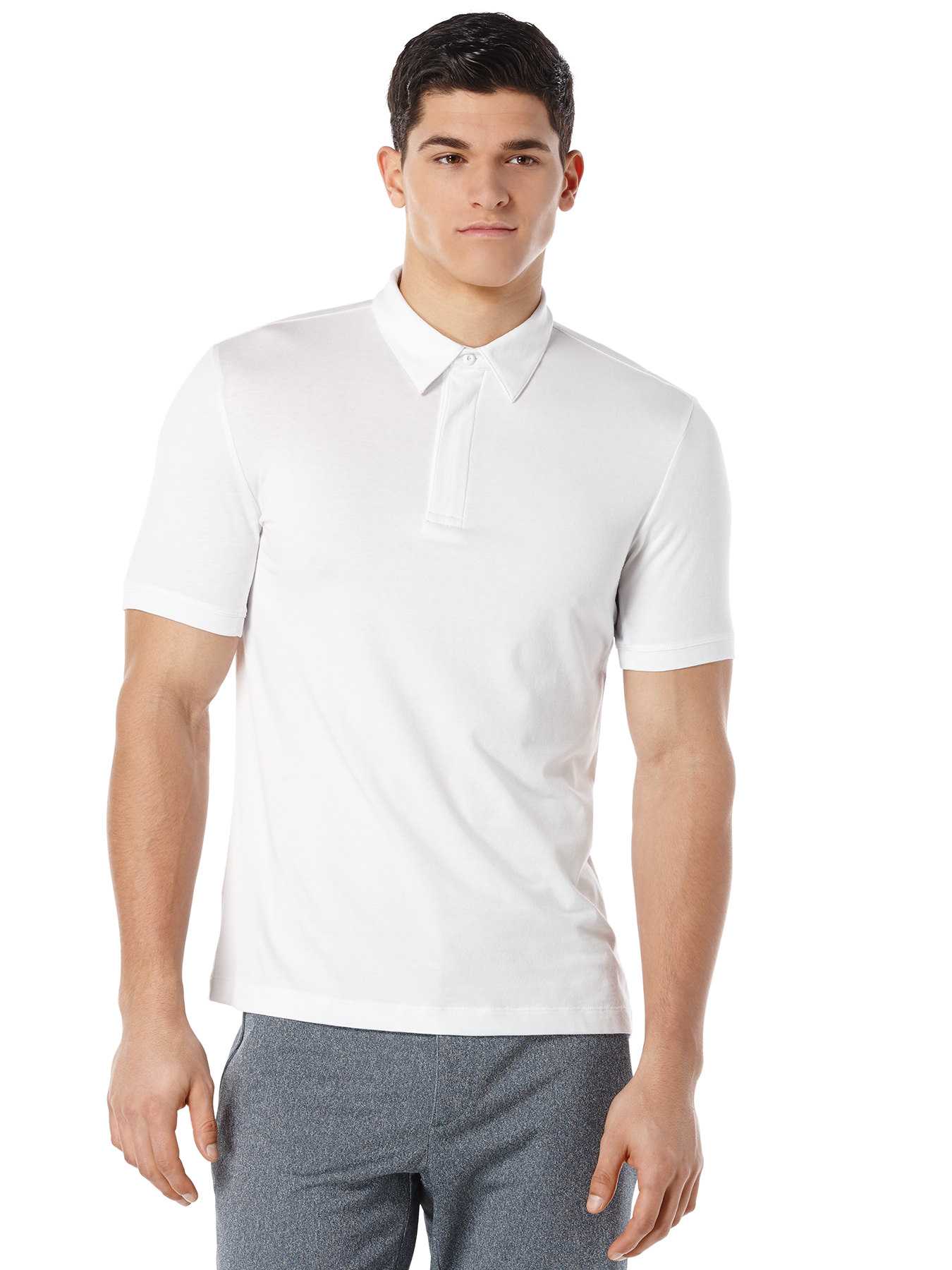 Perry Ellis Solid Zip Collar Active Polo