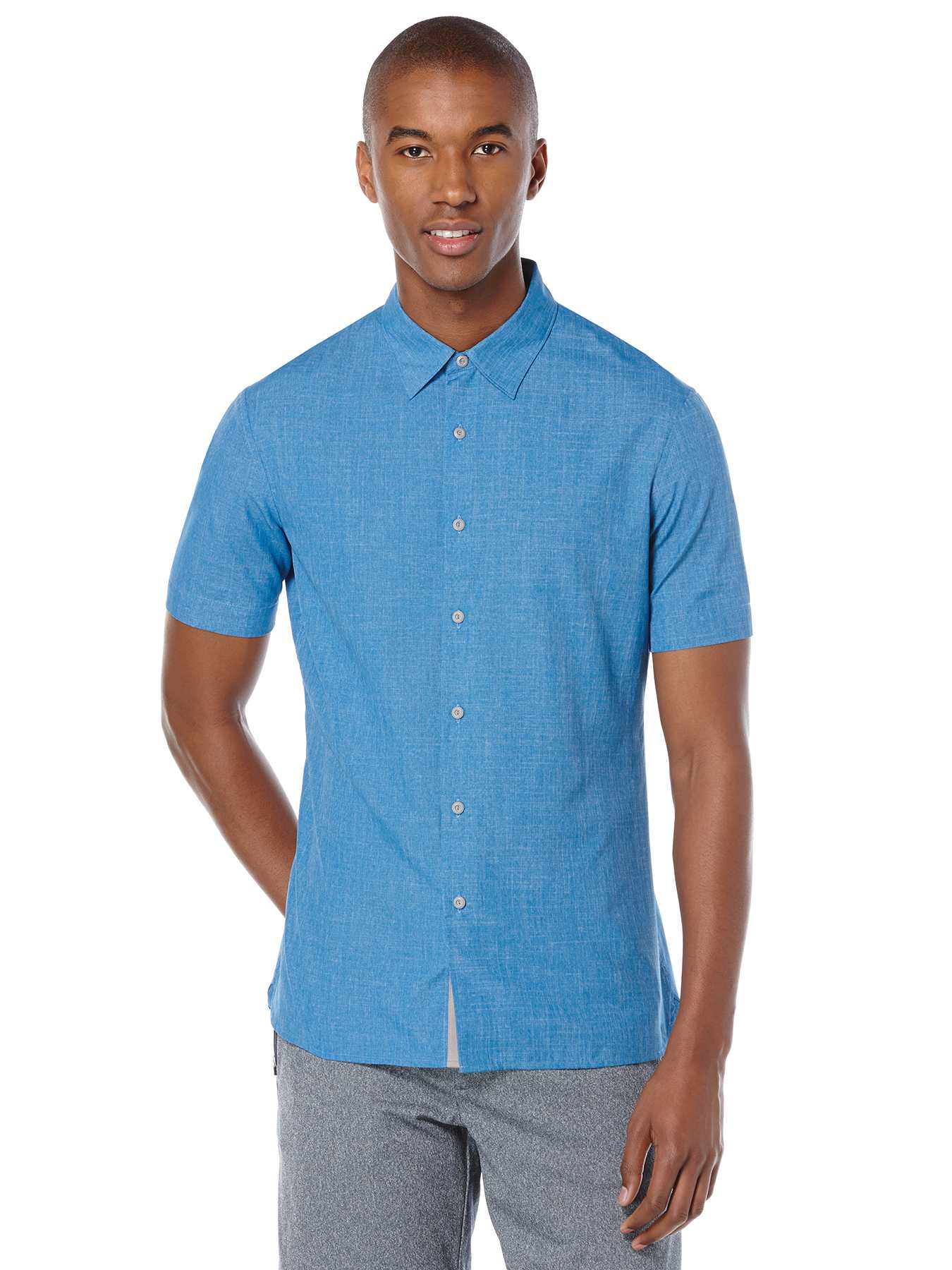 Perry Ellis Short Sleeve Slim Fit Marled Shirt