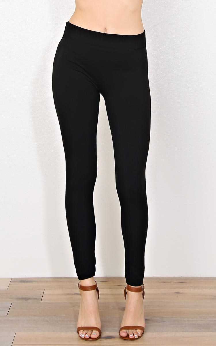 Black Fleece Lined Leggings - N/S - Black by Styles For Less
