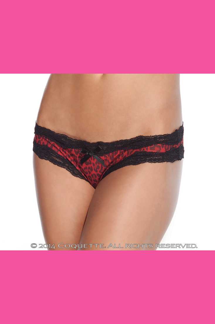 Red Leopard Crotchless Lace Panty
