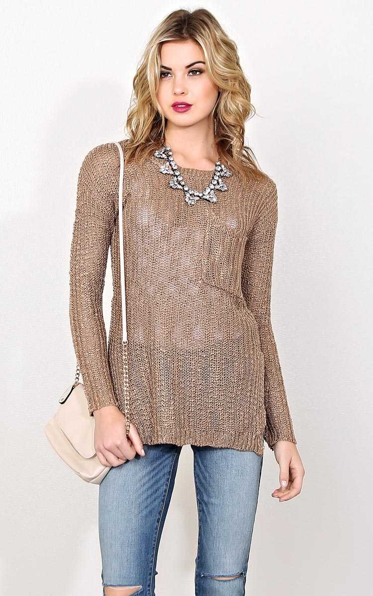 Chilling Solid Slub Knit Sweater - XLGE - Taupe in Size X-Large by Styles For Less