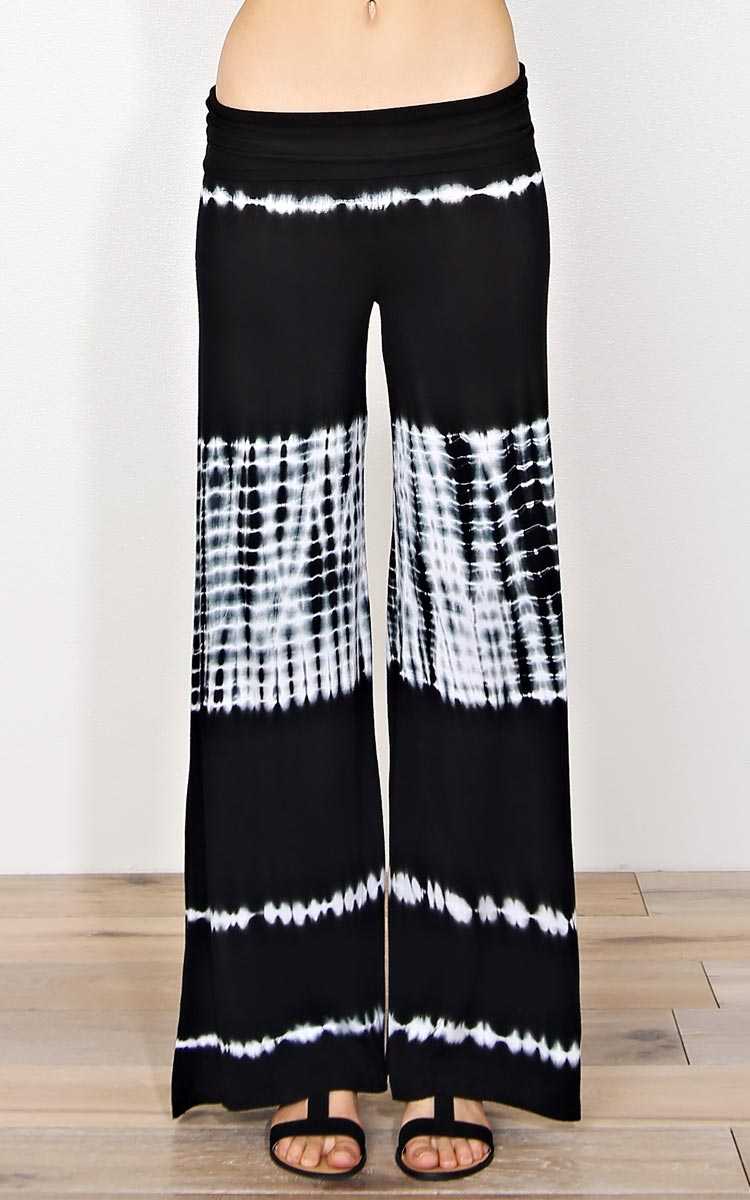 Peace & Love Knit Palazzo Pants - SML - Black/White in Size Small by Styles For Less