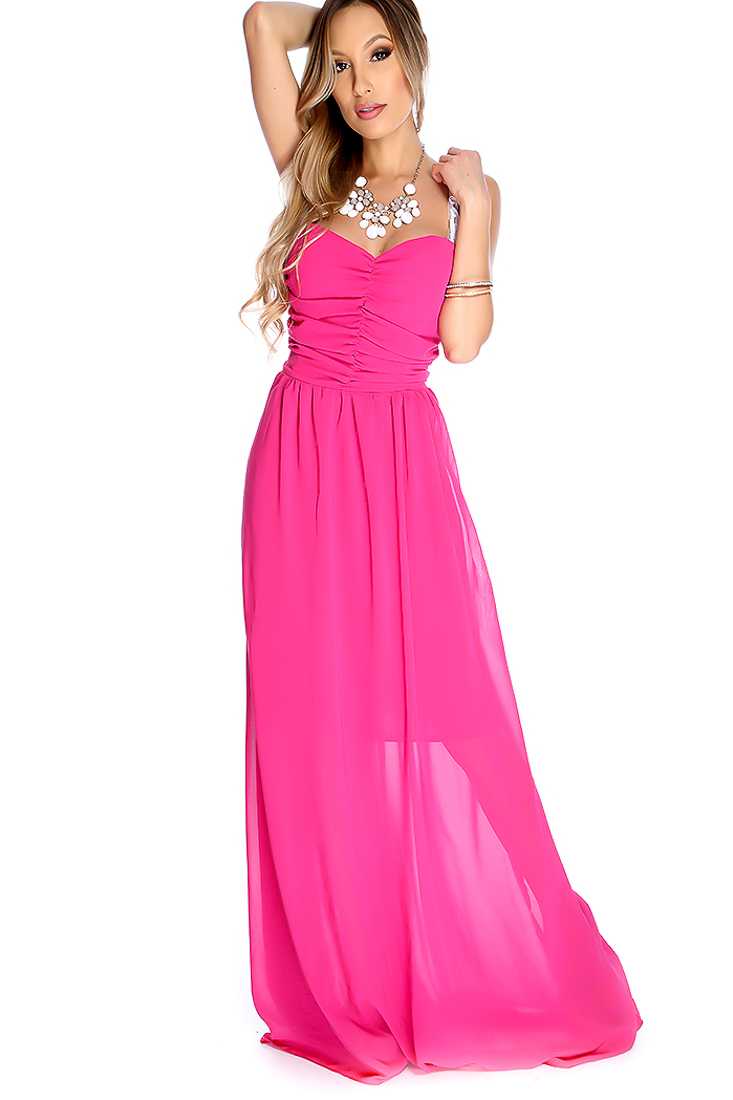Sexy Magenta Embroidered Mesh Mermaid Party Dress