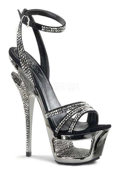 Black Suede Cut-Out Platform Strappy Anke Wrap Sandal