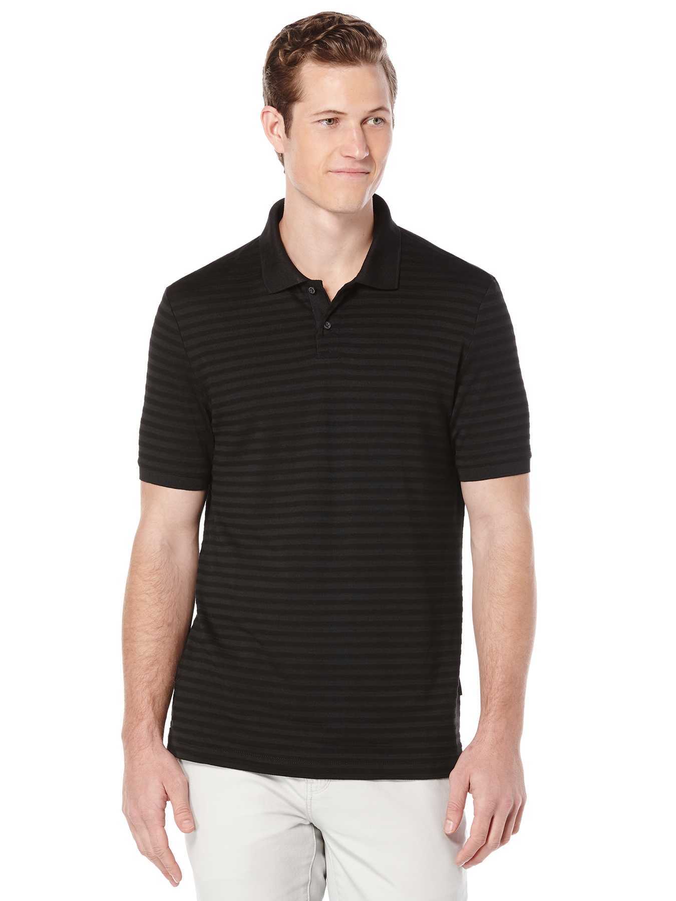 Perry Ellis Short Sleeve Textured Stripe Polo