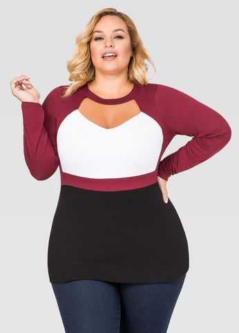 Front Cut-Out Colorblock Top