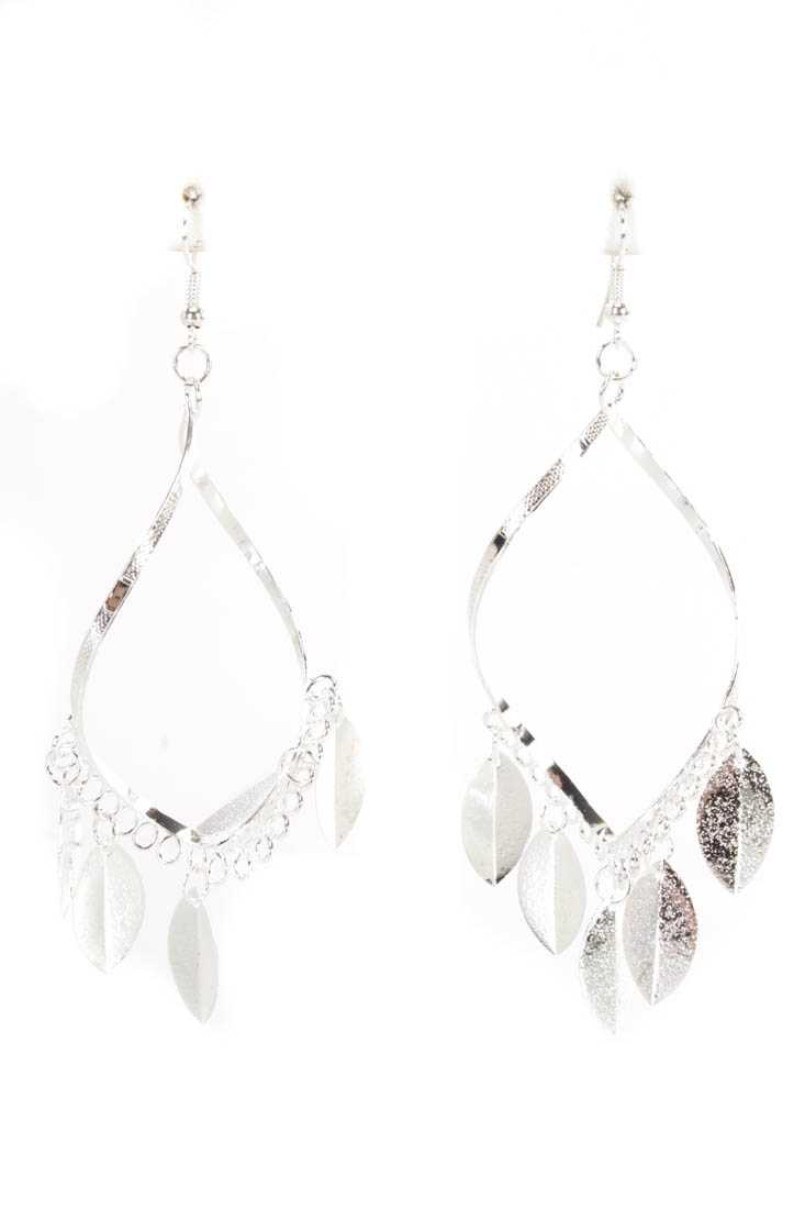 Silver Twisted Hoop High Polish Metal Earrings
