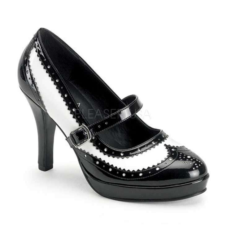 Black White Gangster Mary Jane Style High Heels