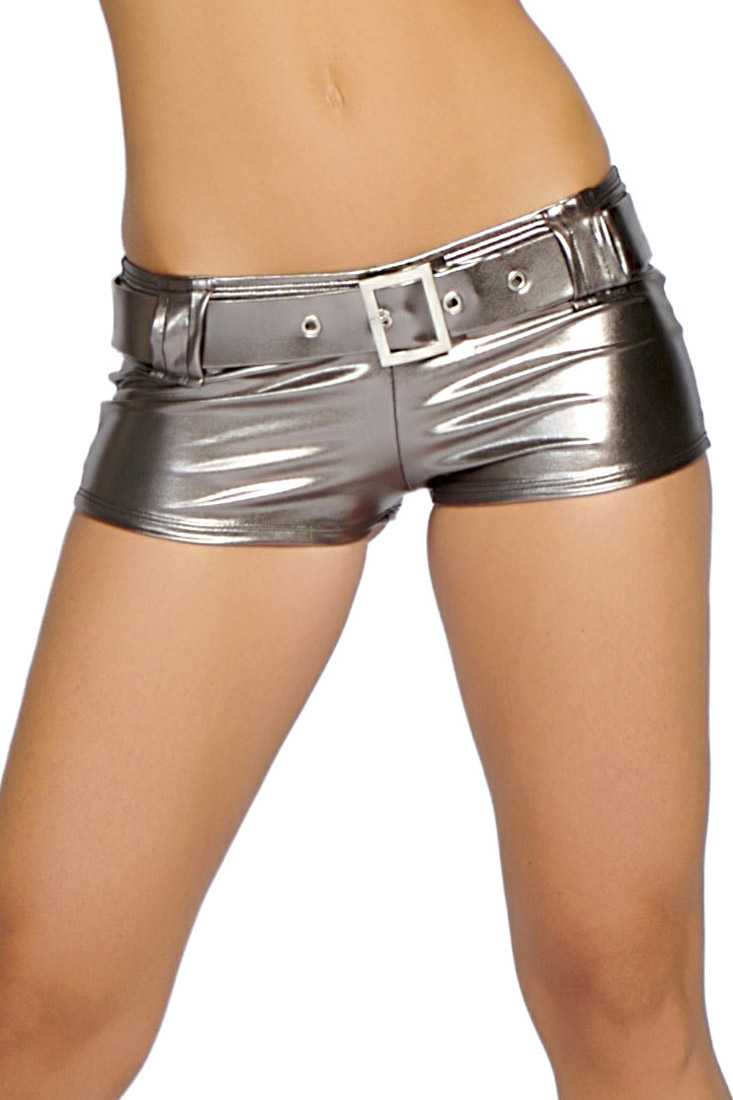 Gunmetal Belted Booty Shorts
