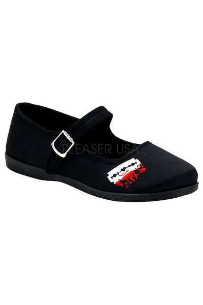 Black Canvas Maryjane Bloody Razor Flats