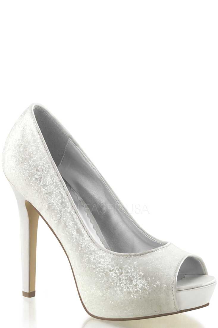 Ivory Peep Toe Pump Heels Glitter