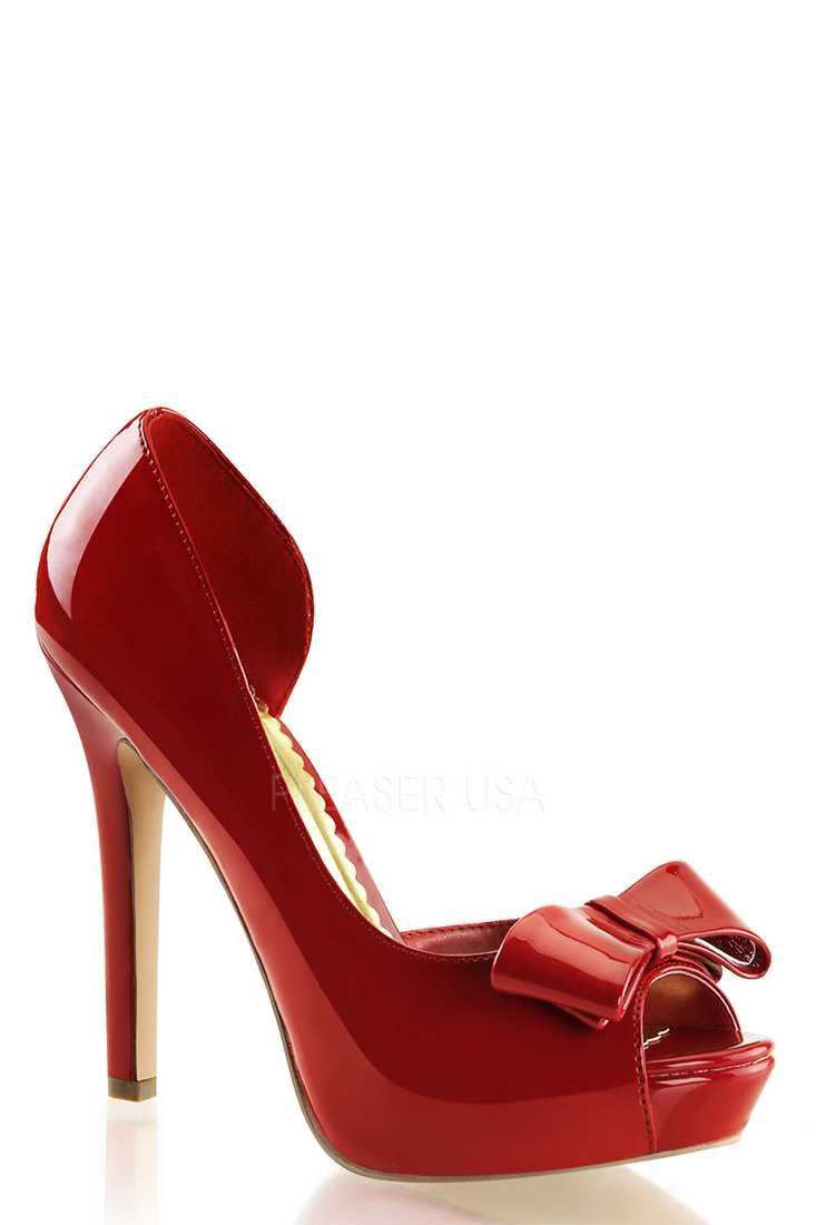 Red Peep Toe D Orsay Pump High Heels Patent