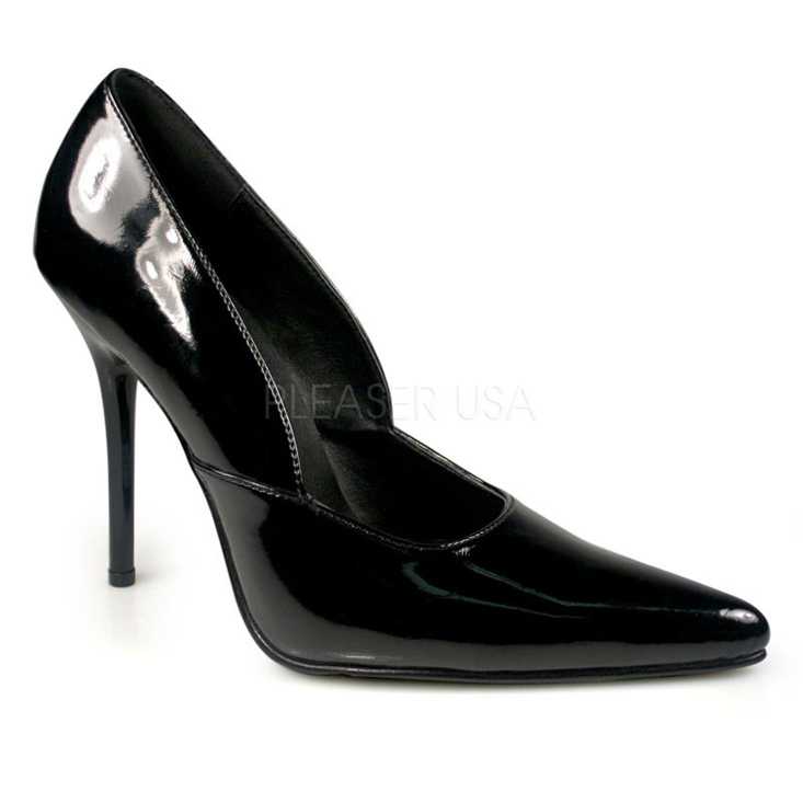 Black Pointed Closed Toe Pump High Heels Patent