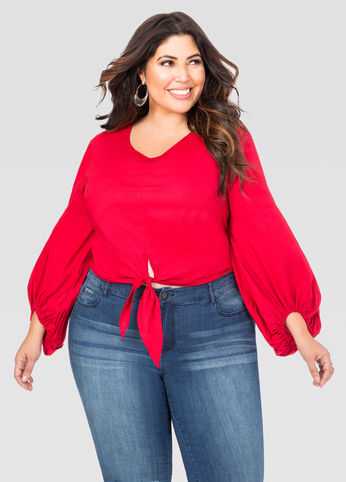Cropped Tie Front Shirt