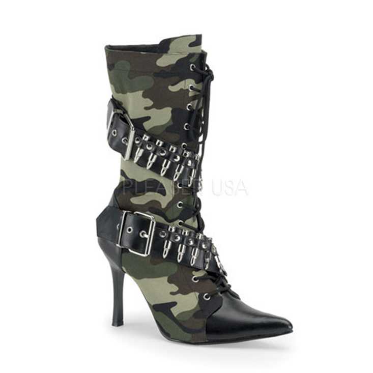 Camouflage Black Fabric Bullet Military Boots