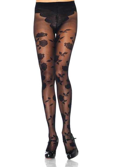 Sheer Spandex Flower Jacquard French Cut Pantyhose
