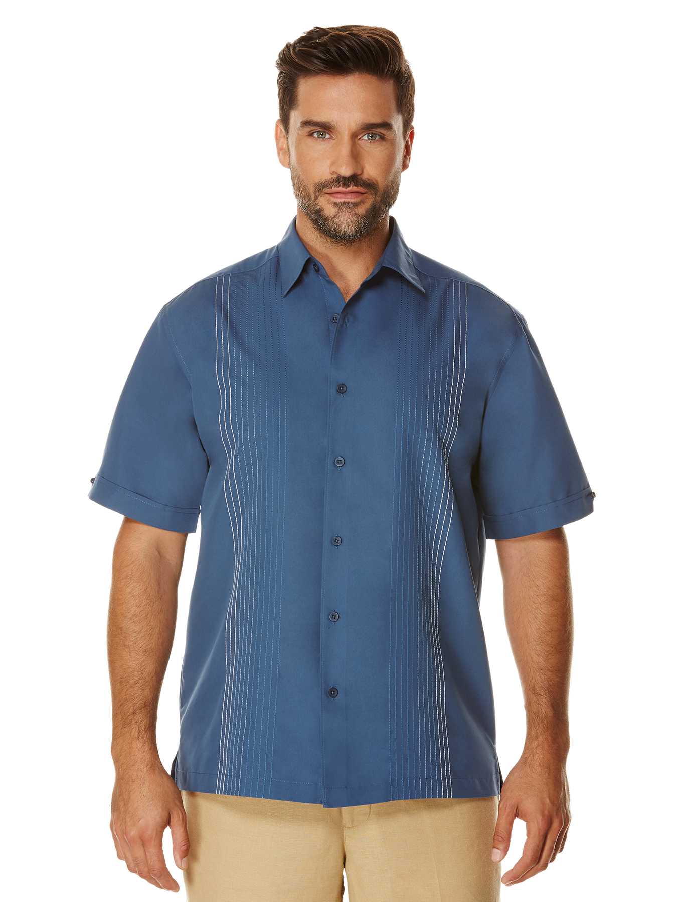 Cubavera Big & Tall Short Sleeve Ombre Embroidered Shirt