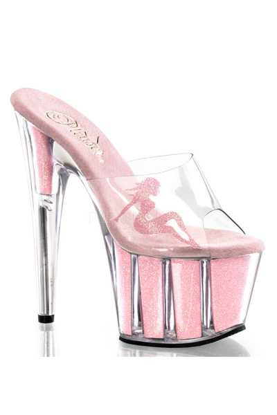Clear Baby Pink Glitter Girl Platform High Heels