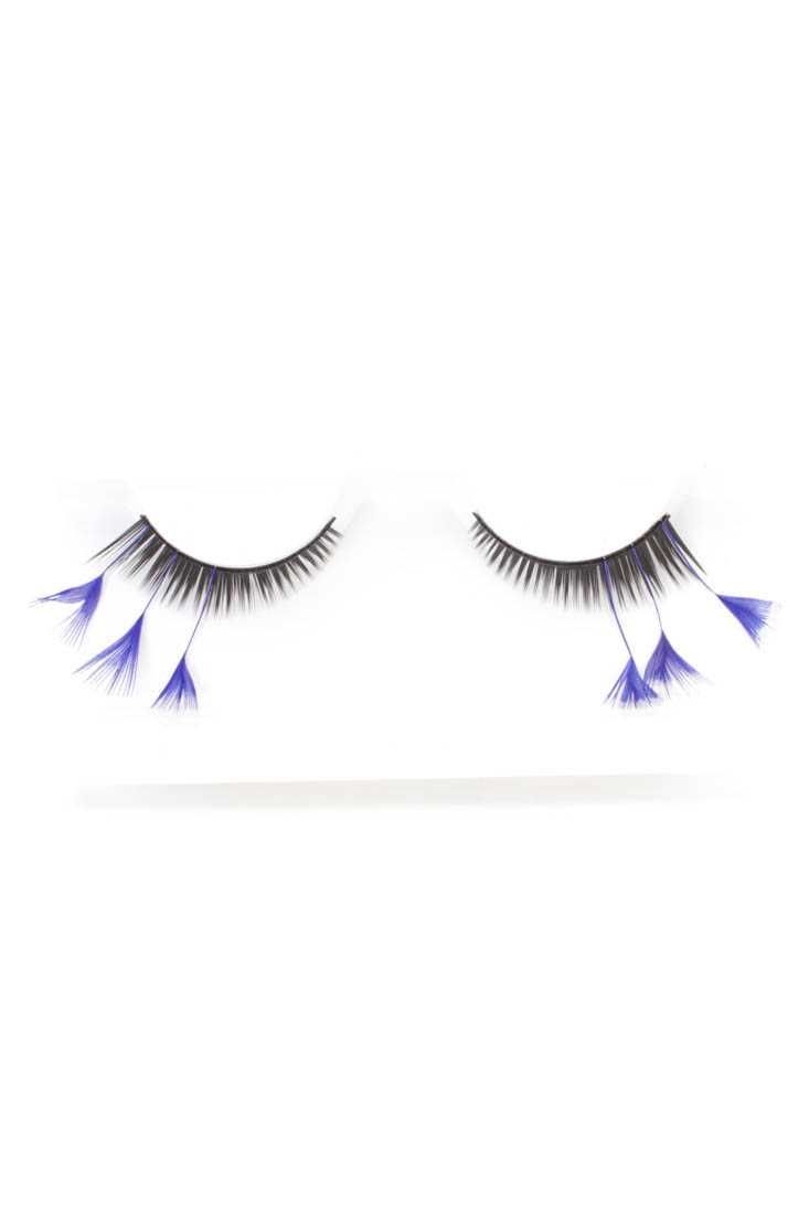 Royal Blue Feather Accent Faux Eyelashes