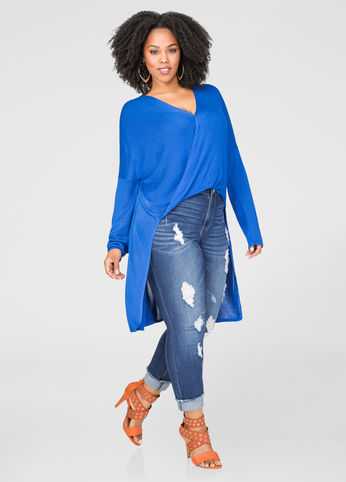 Twist Front Hi-Lo Duster Sweater