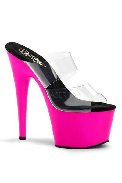 Clear Neon Pink UV Platform High Heels
