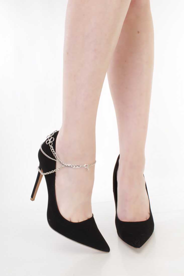 Silver Draped Intricate High Polish Anklet