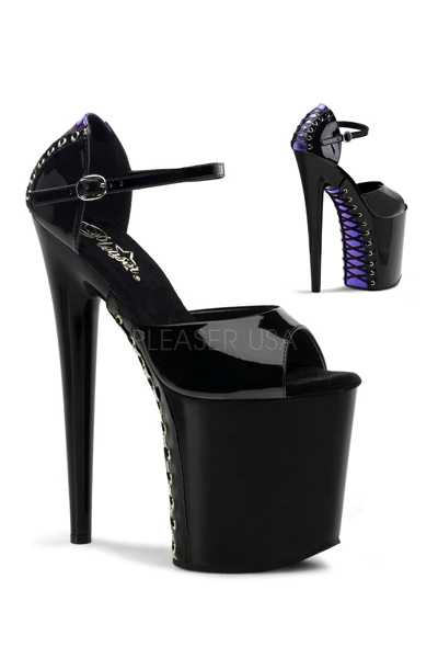 Black Purple Patent Corset Platform High Heels
