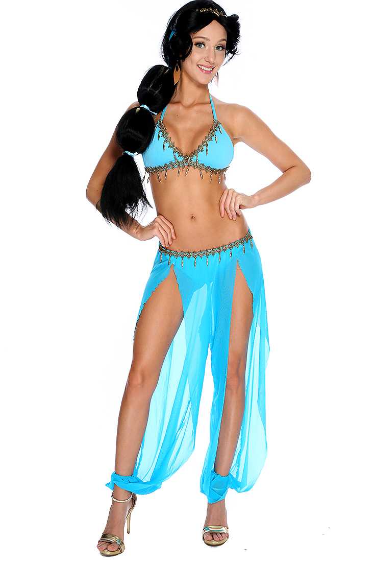 Sexy Blue Sequin 3.Piece Princess J Costume
