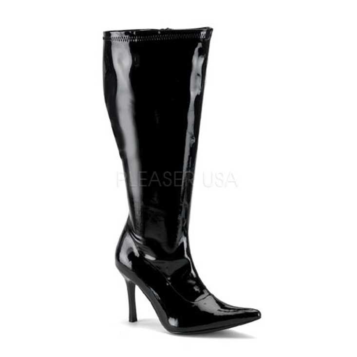 Black Patent Faux Leather Knee High Plus Size Boots