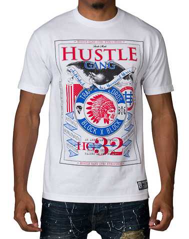 HUSTLE GANG MENS White Clothing / Tops