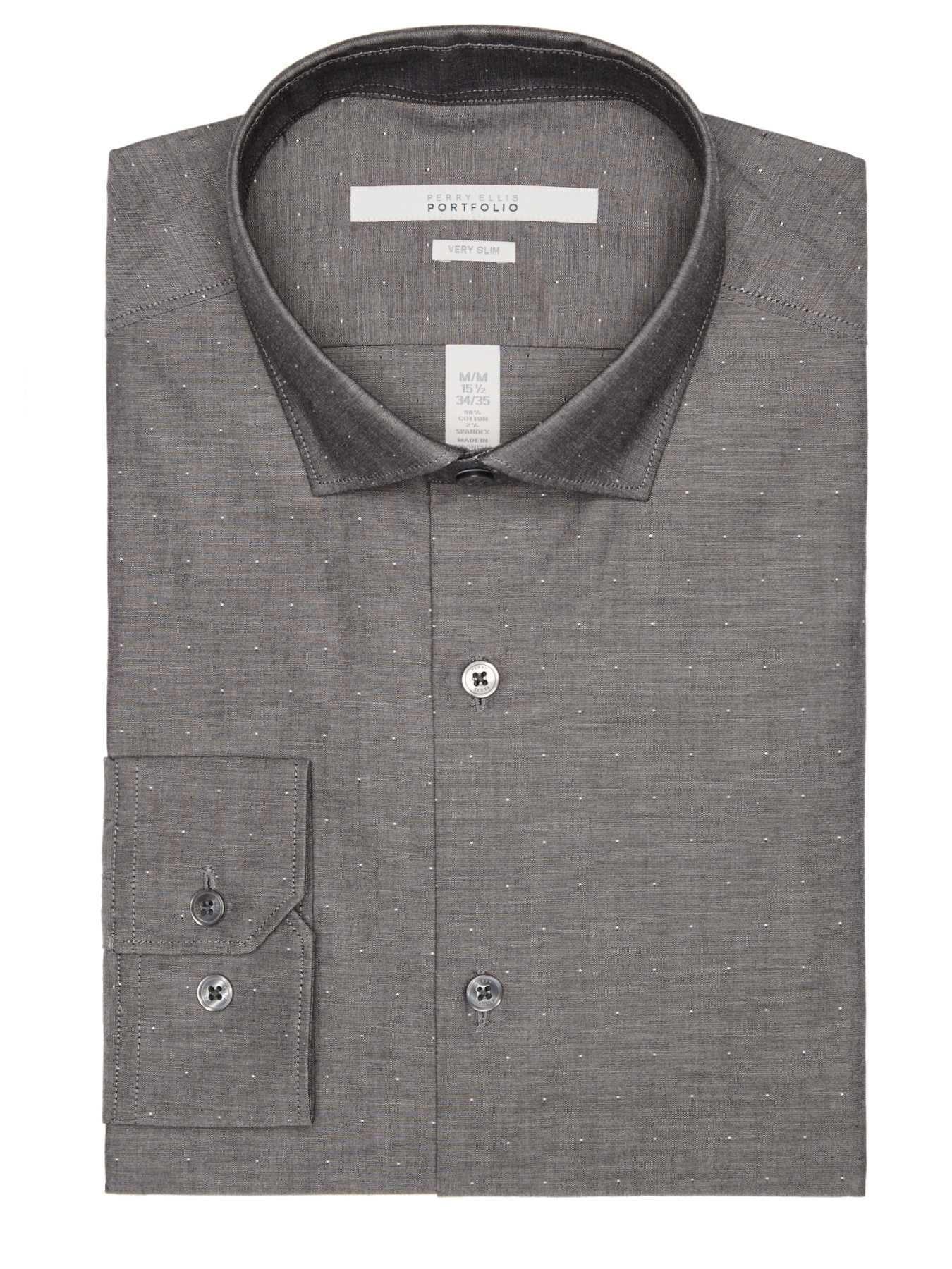 Perry Ellis Very Slim Solid Dobby Dot Dress Shirt
