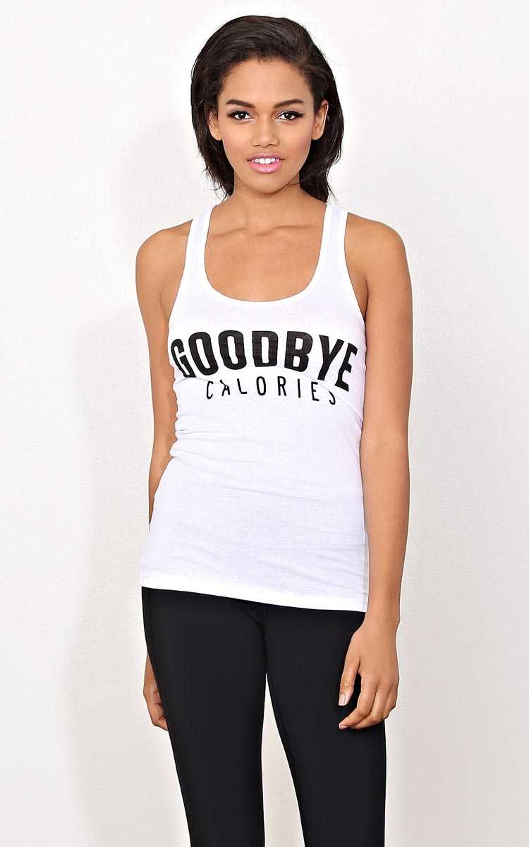 GOODBYE CALORIES Knit Tank - - White in Size by Styles For Less
