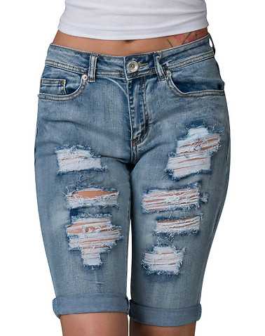 ESSENTIALS WOMENS Blue Clothing / Denim Shorts S