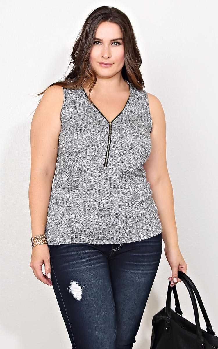 Plus Size Zip It Up Rib Knit Tank - in Size by Styles For Less