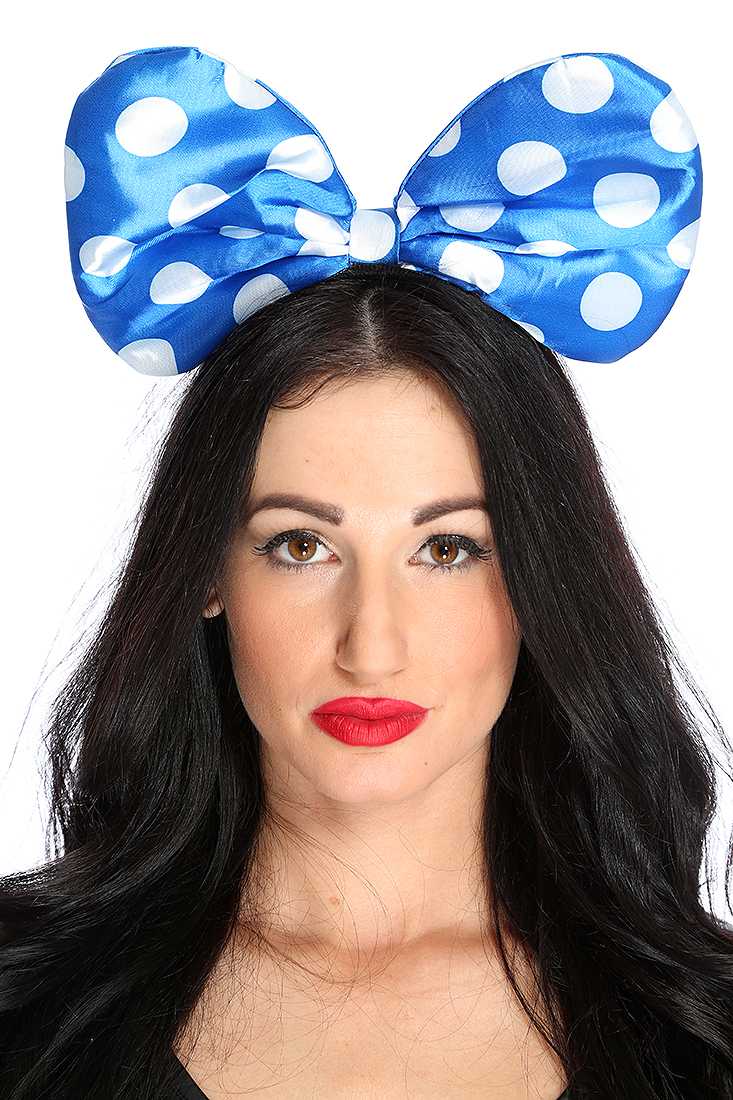 1 PC Blue Polka Dotted Mouse Ear Headband