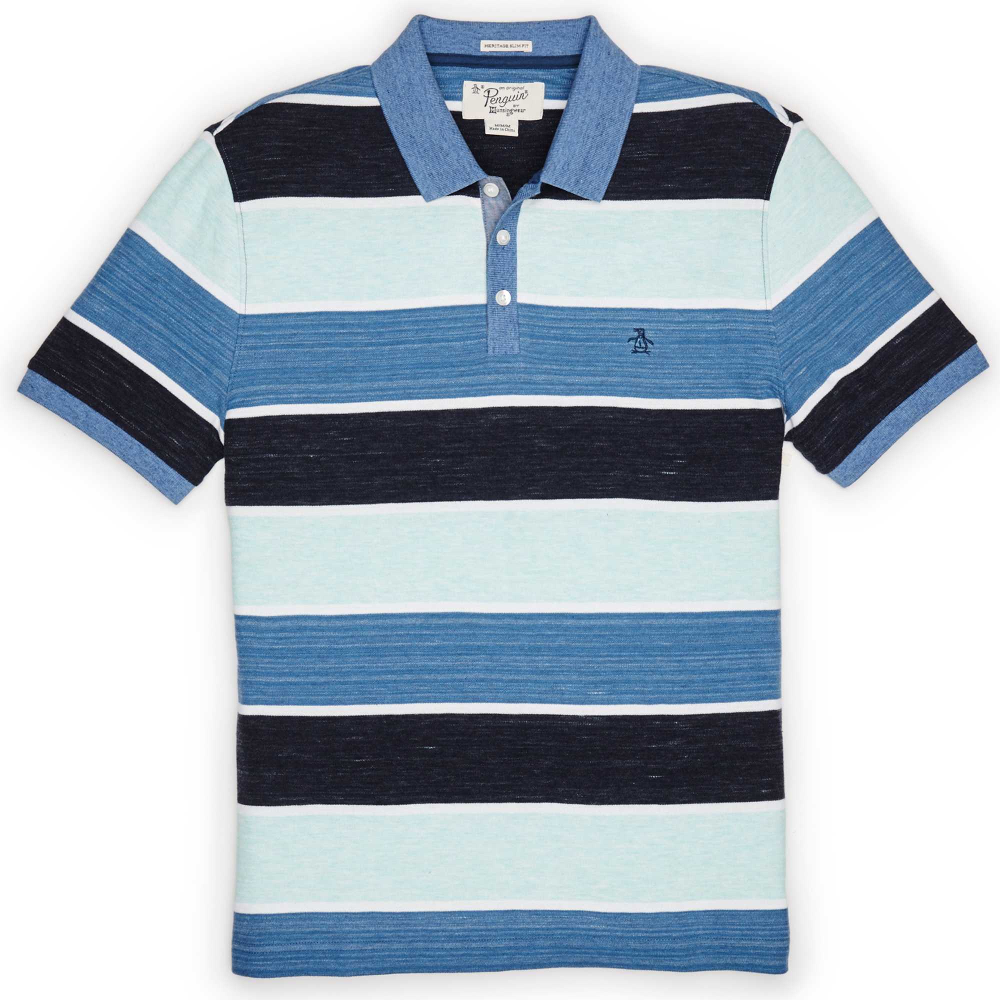 Original Penguin HEATHERED WIDE STRIPE POLO