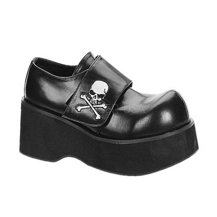 Black Rockabilly Pirate Skull Wedges