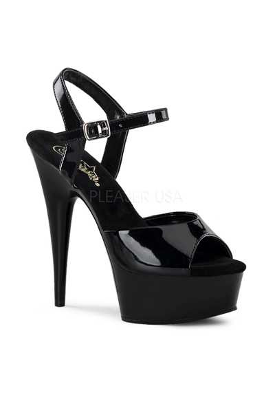 Black Patent Peep Toe Platform High Heels