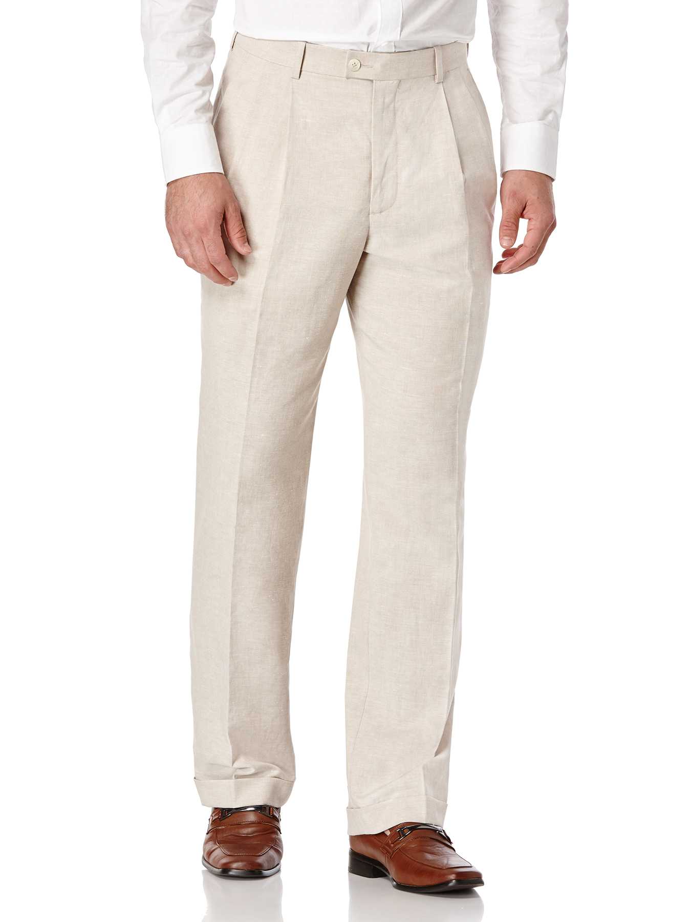 Perry Ellis Classic Fit Double Pleat Linen Portfolio Pant