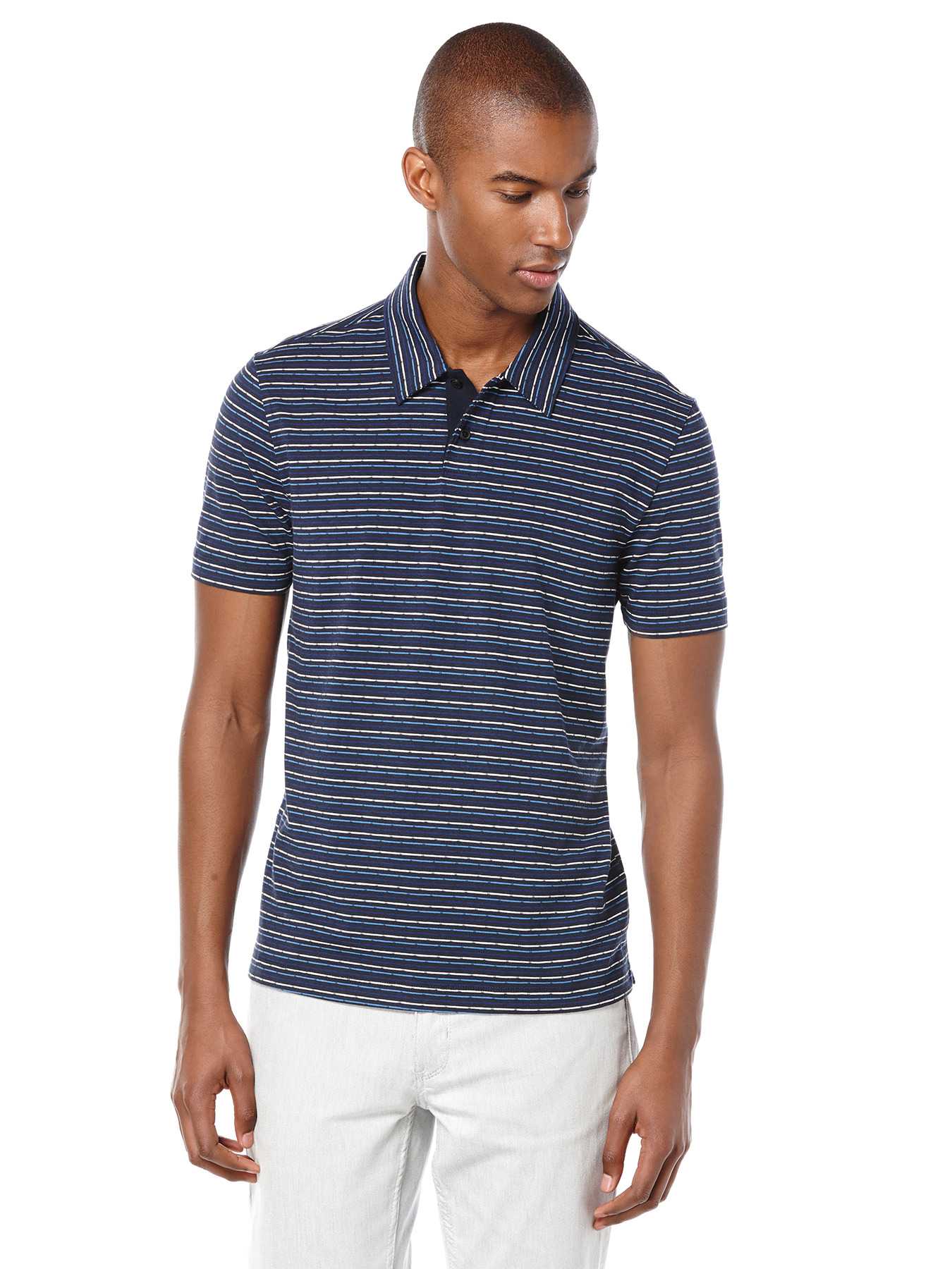 Perry Ellis Short Sleeve Dashed Stripe Polo