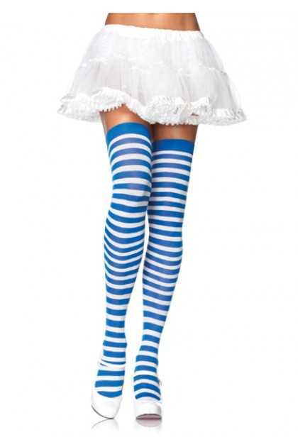 Blue White Striped Stockings