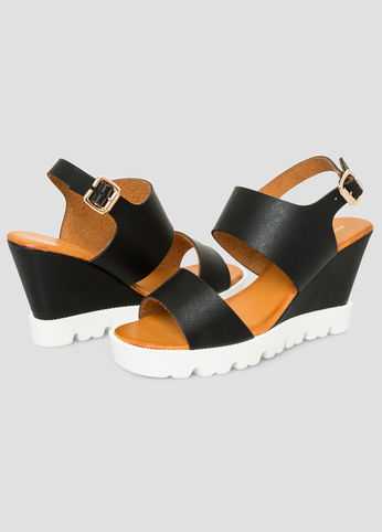 Lugged Wedge Sandal - Wide Width