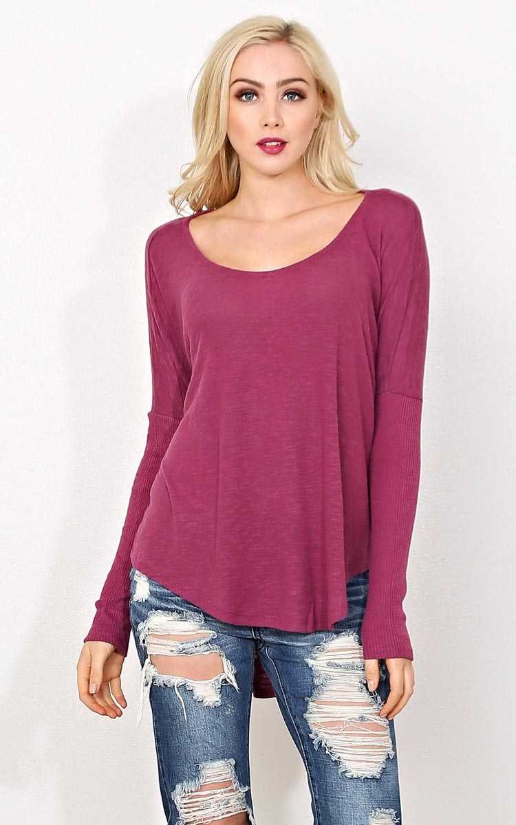 Anne Marie Knit Top - SML - Burgundy in Size Small by Styles For Less