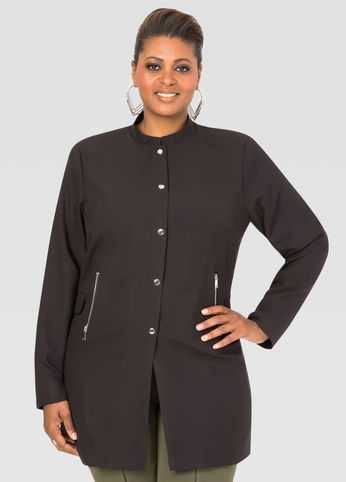 Crepe Zip Detail Jacket