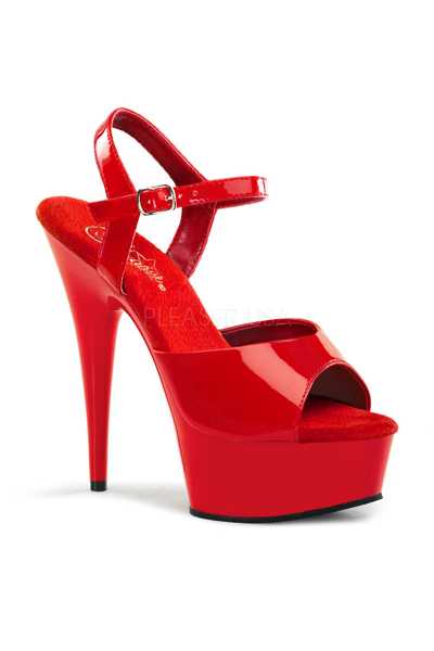 Red Patent Peep Toe Platform High Heels