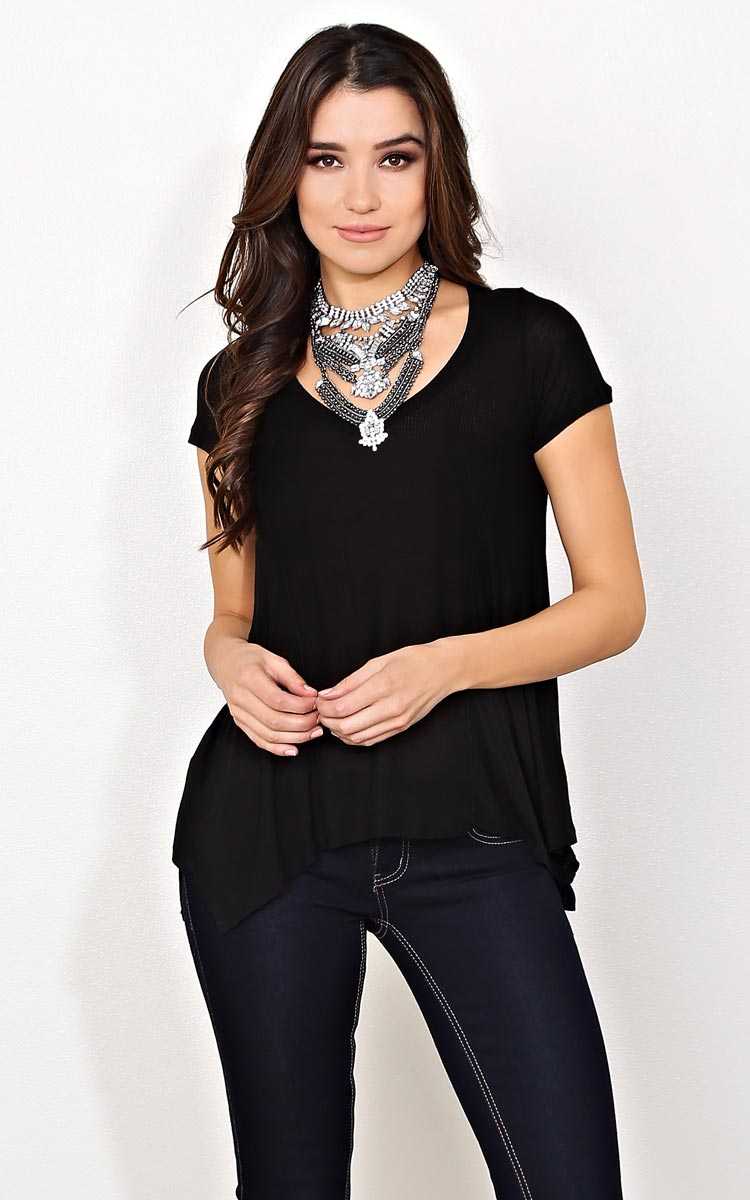 Take A Bite Rib Knit Top - - Black in Size by Styles For Less