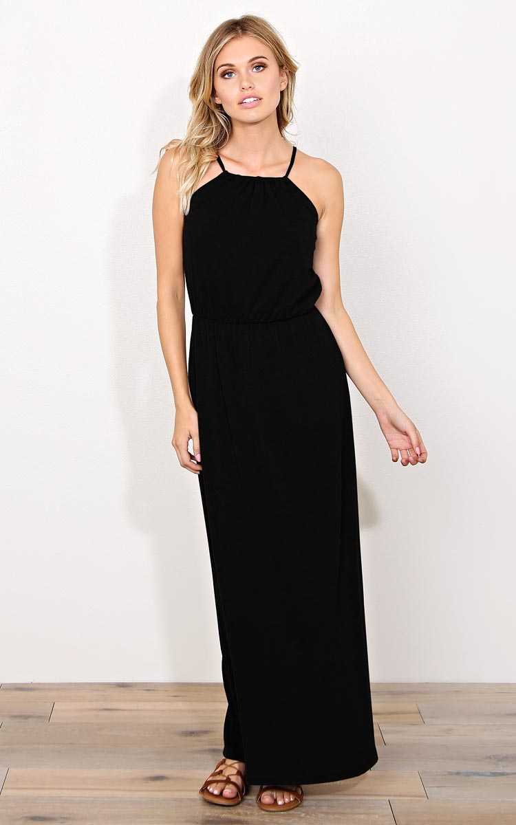 Black Montenegro High Neck Maxi Dress - - Black in Size by Styles For Less