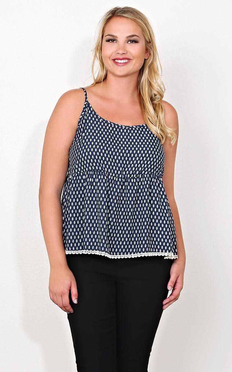 Plus Size Tracy Babydoll Woven Top - Navy Combo in Size by Styles For Less