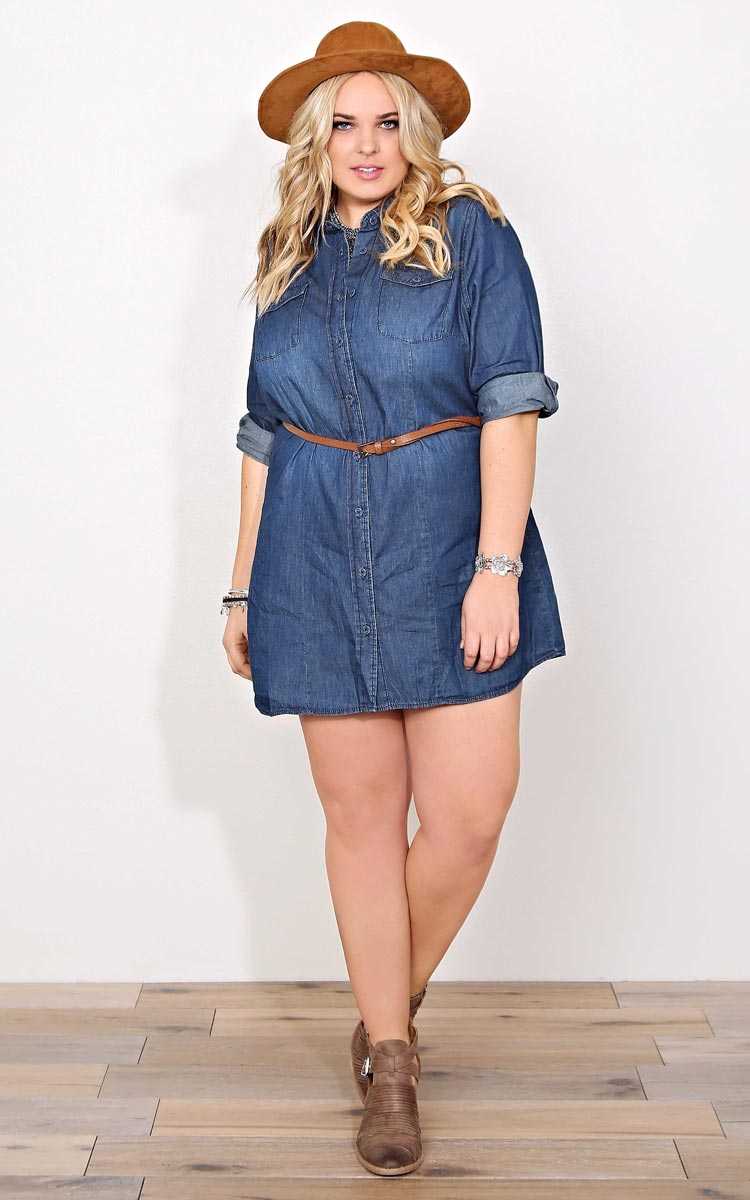 Plus Size Beach Side Woven Chambray Dress - Med Wash in Size by Styles For Less
