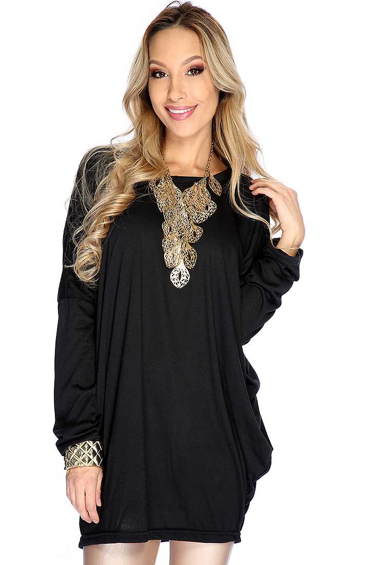 Black Comfy Oversize Long Sleeves Top